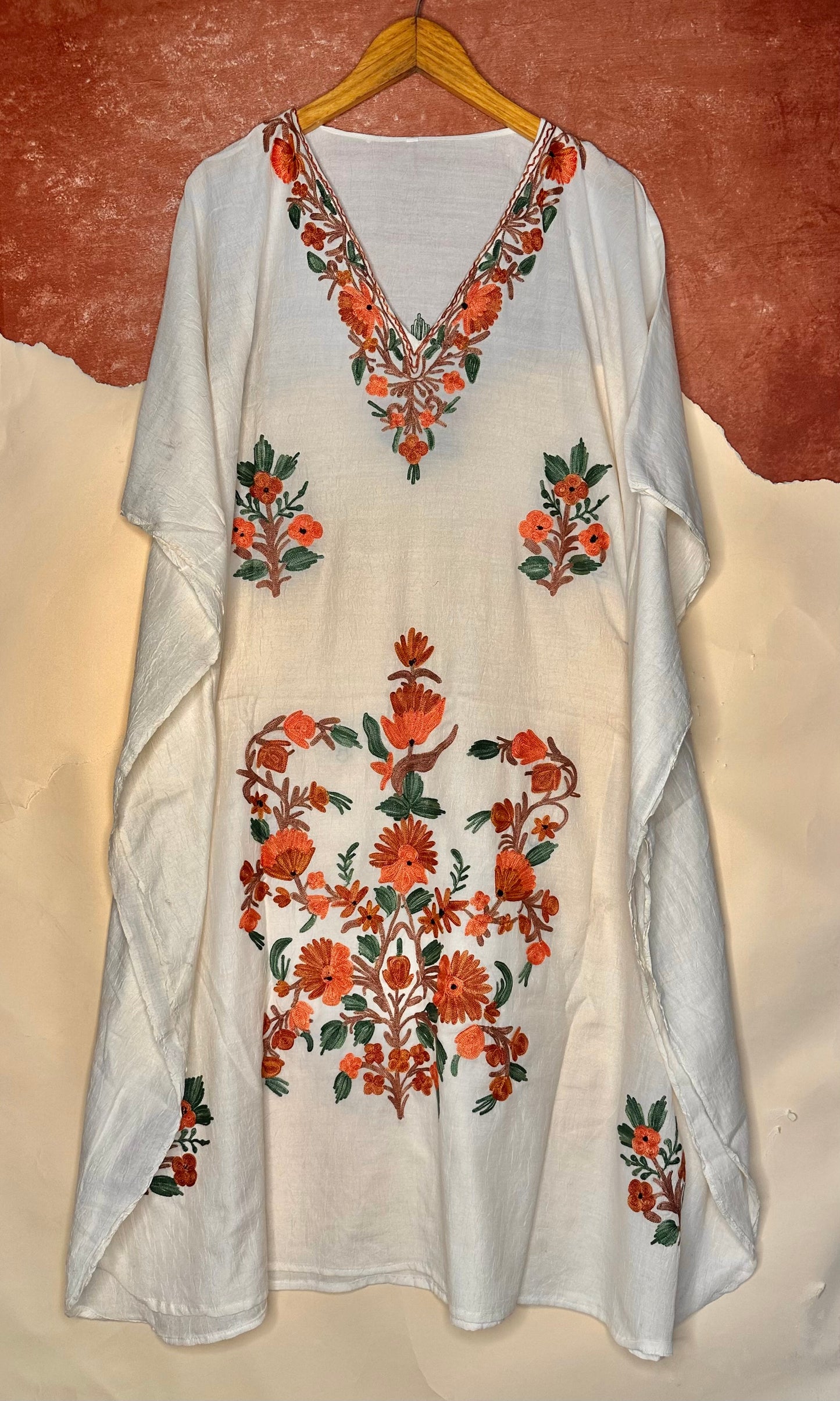 White floral cotton Kaftan