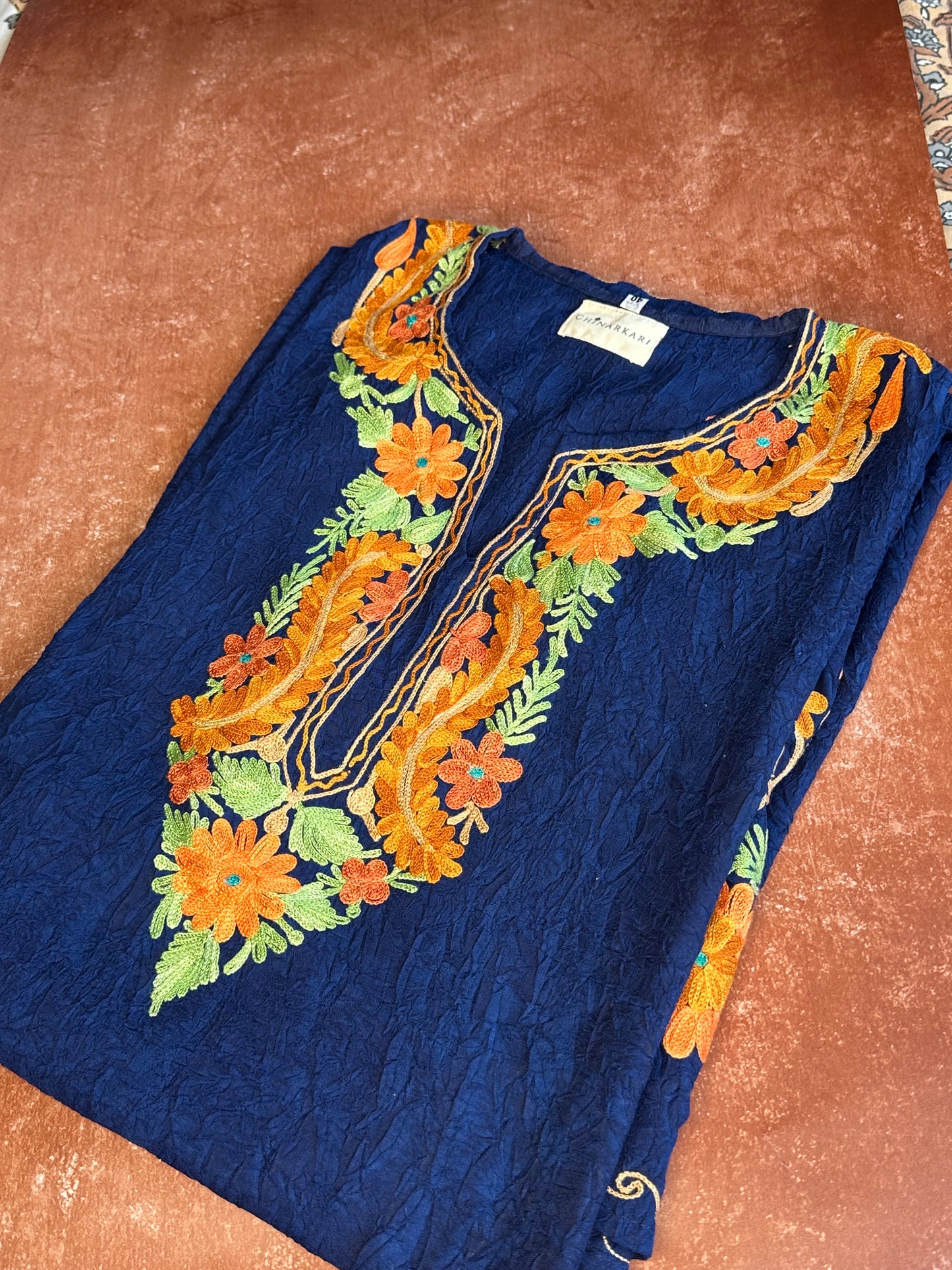 Navy blue floral cotton Kaftan