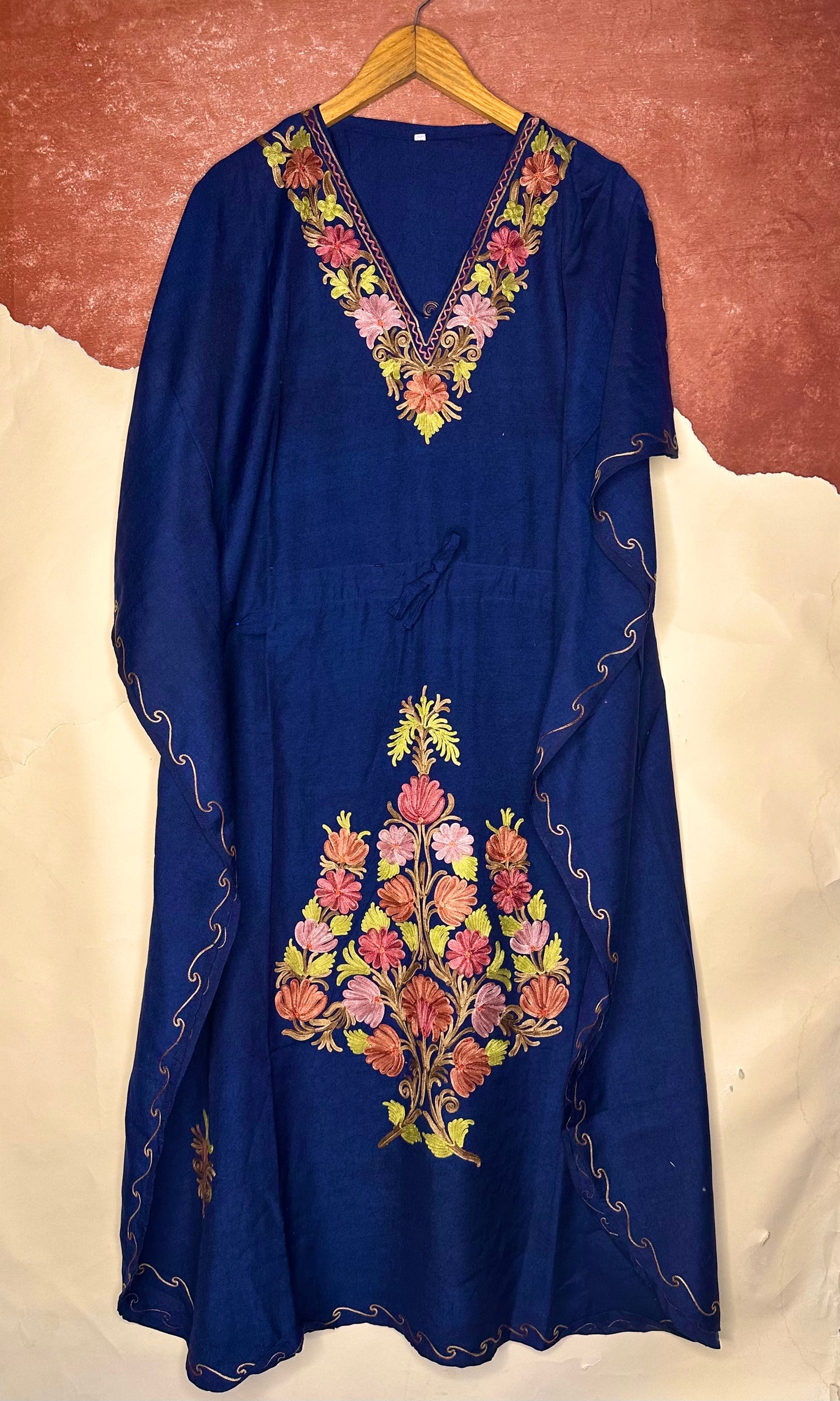 Navy floral cotton kaftan