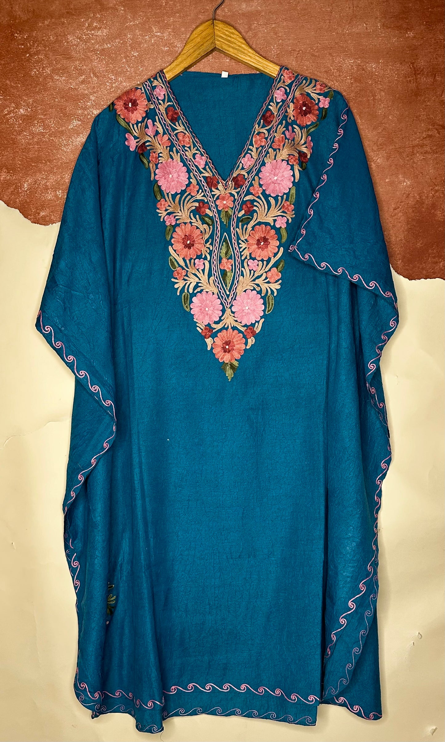 Teal floral cotton Kaftan