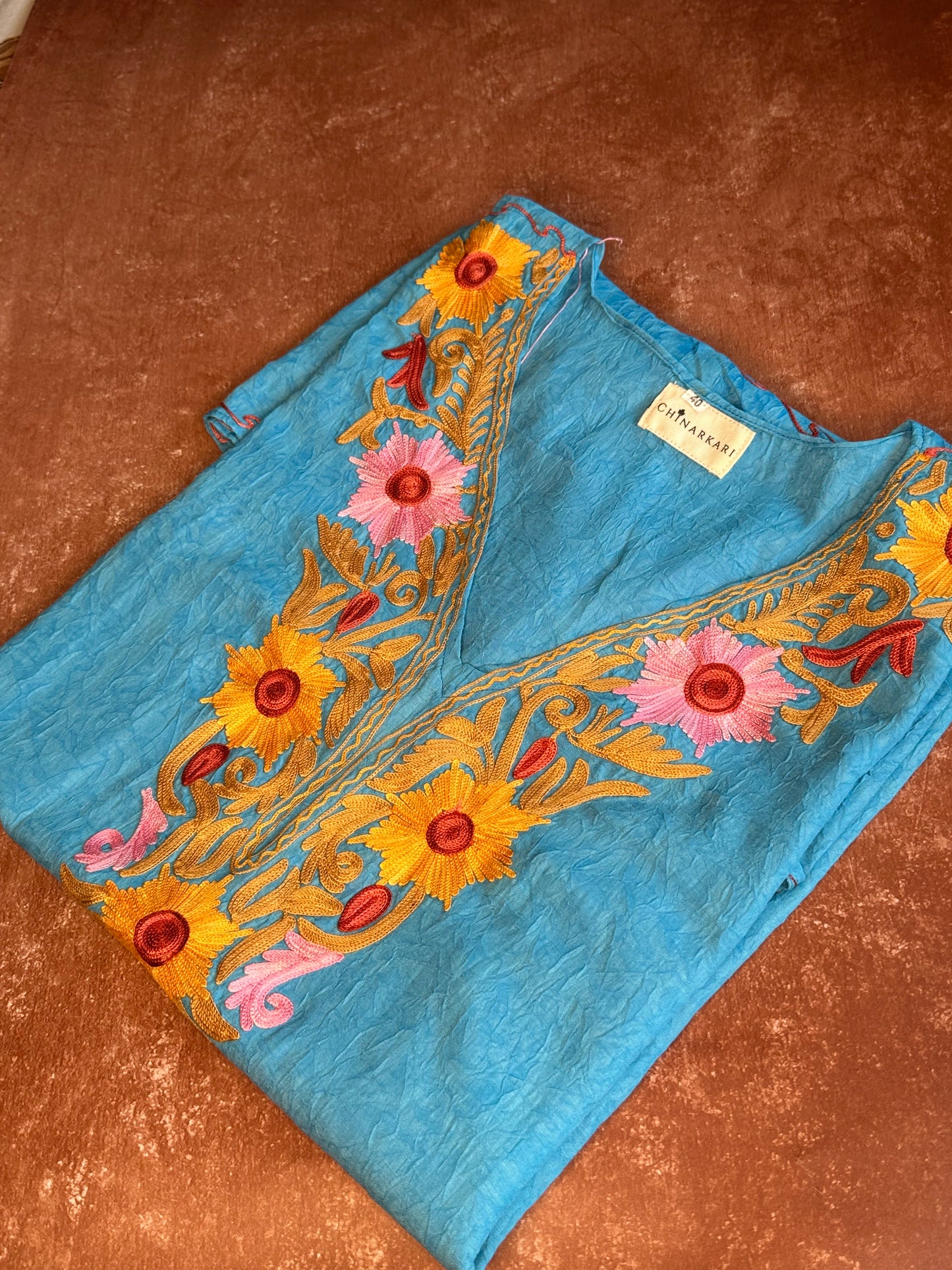 Turquoise blue cotton Kaftan