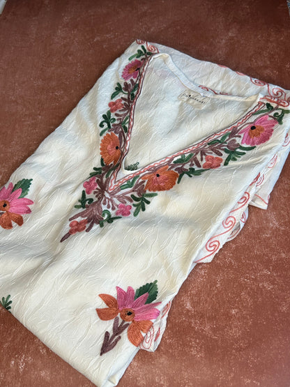 White pink cotton Kaftan