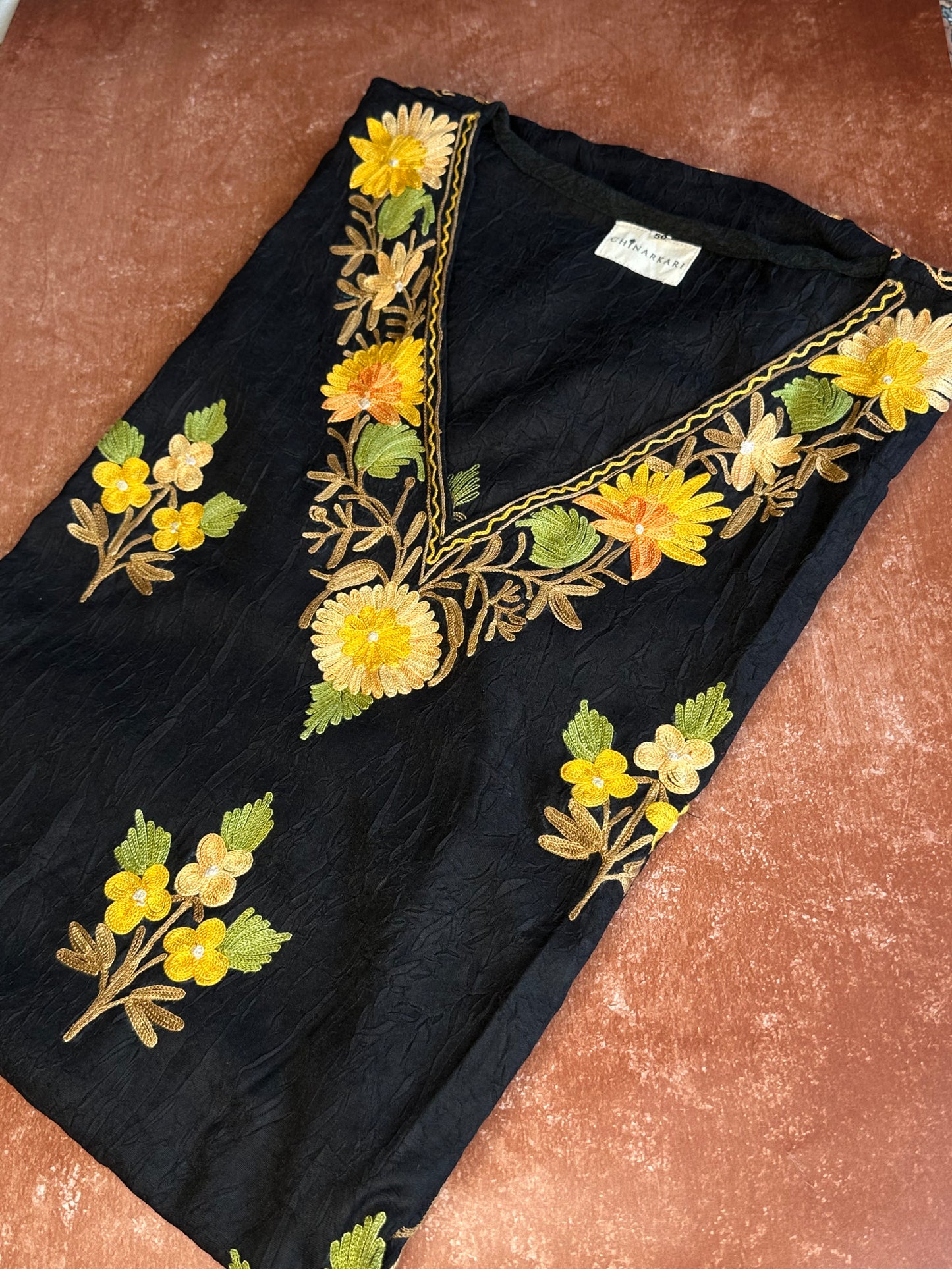 Black and yellow cotton Kaftan