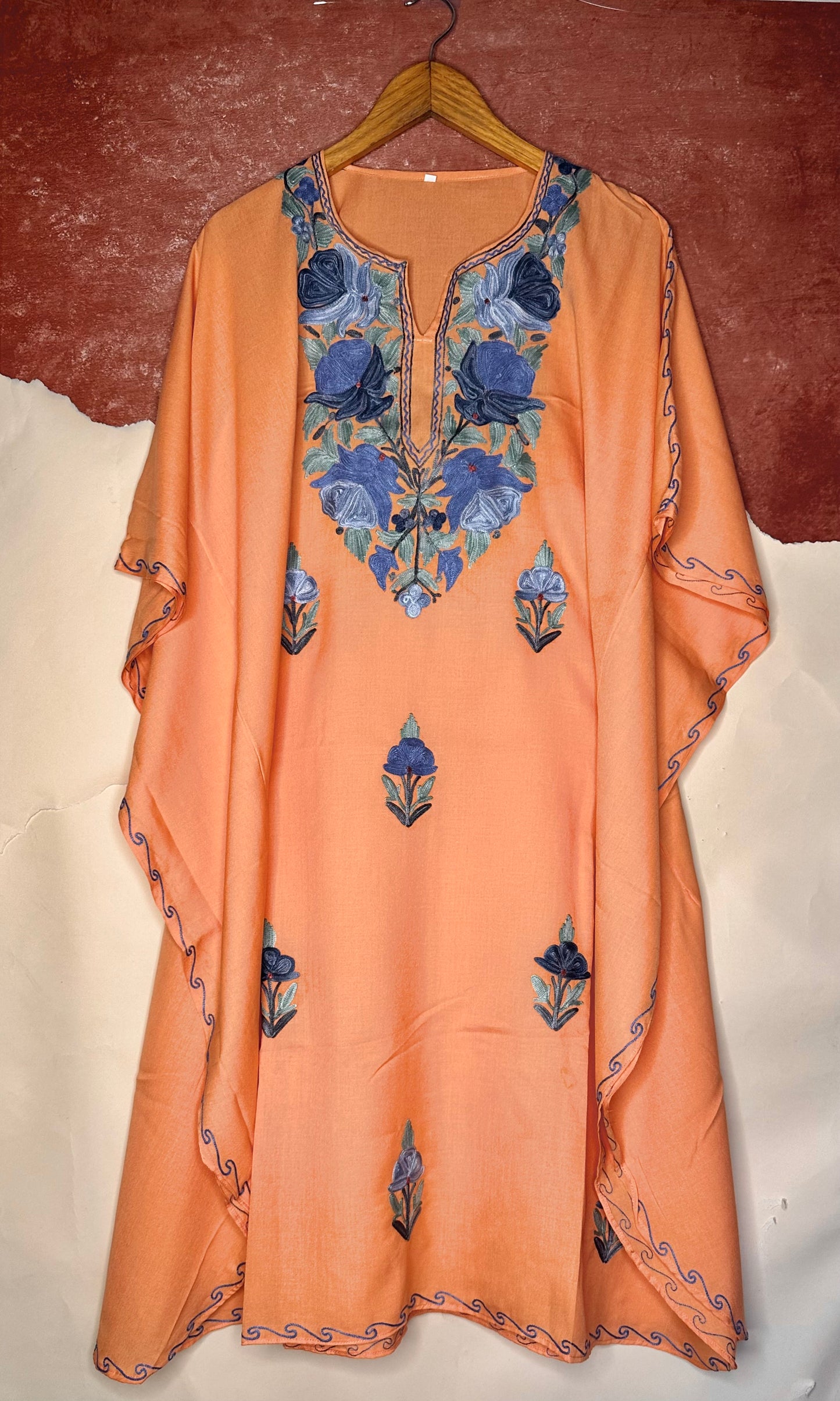 Peach and blue Cotton Kaftan