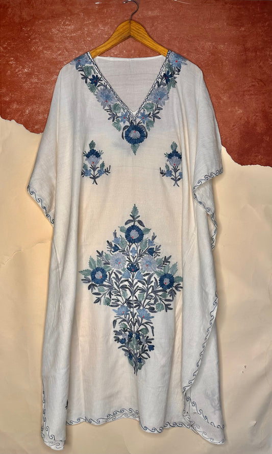 Off white and blue cotton Kaftan