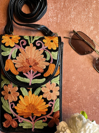 Black-floral Sling Bag