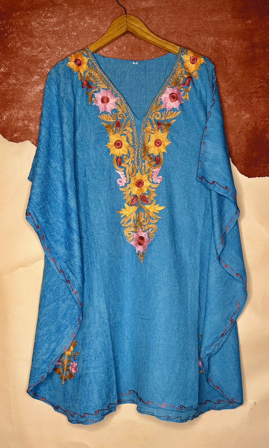 Turquoise blue cotton Kaftan