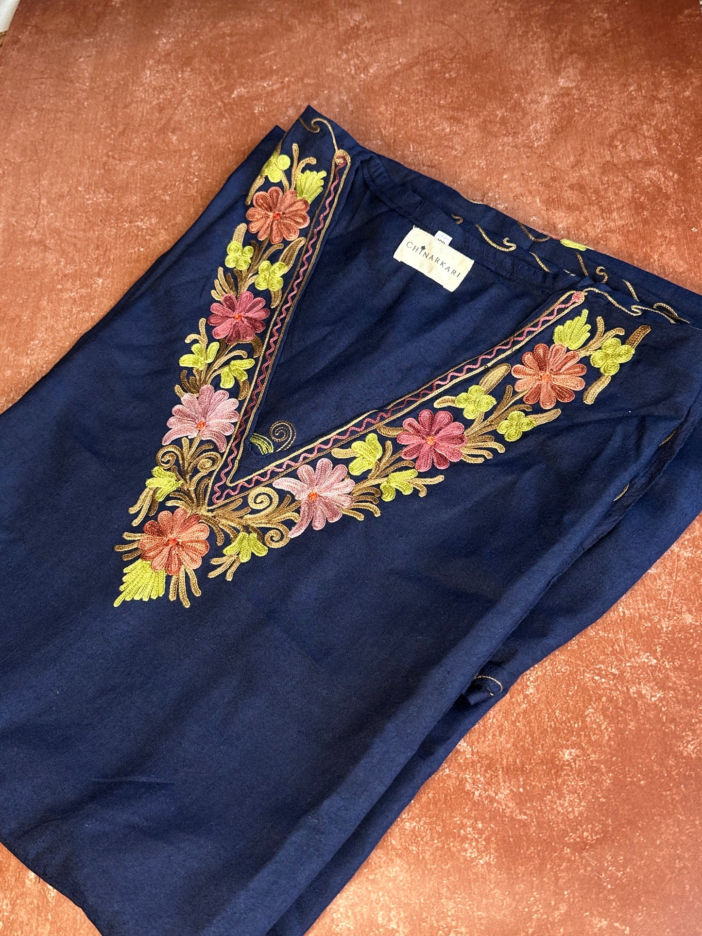 Navy floral cotton kaftan