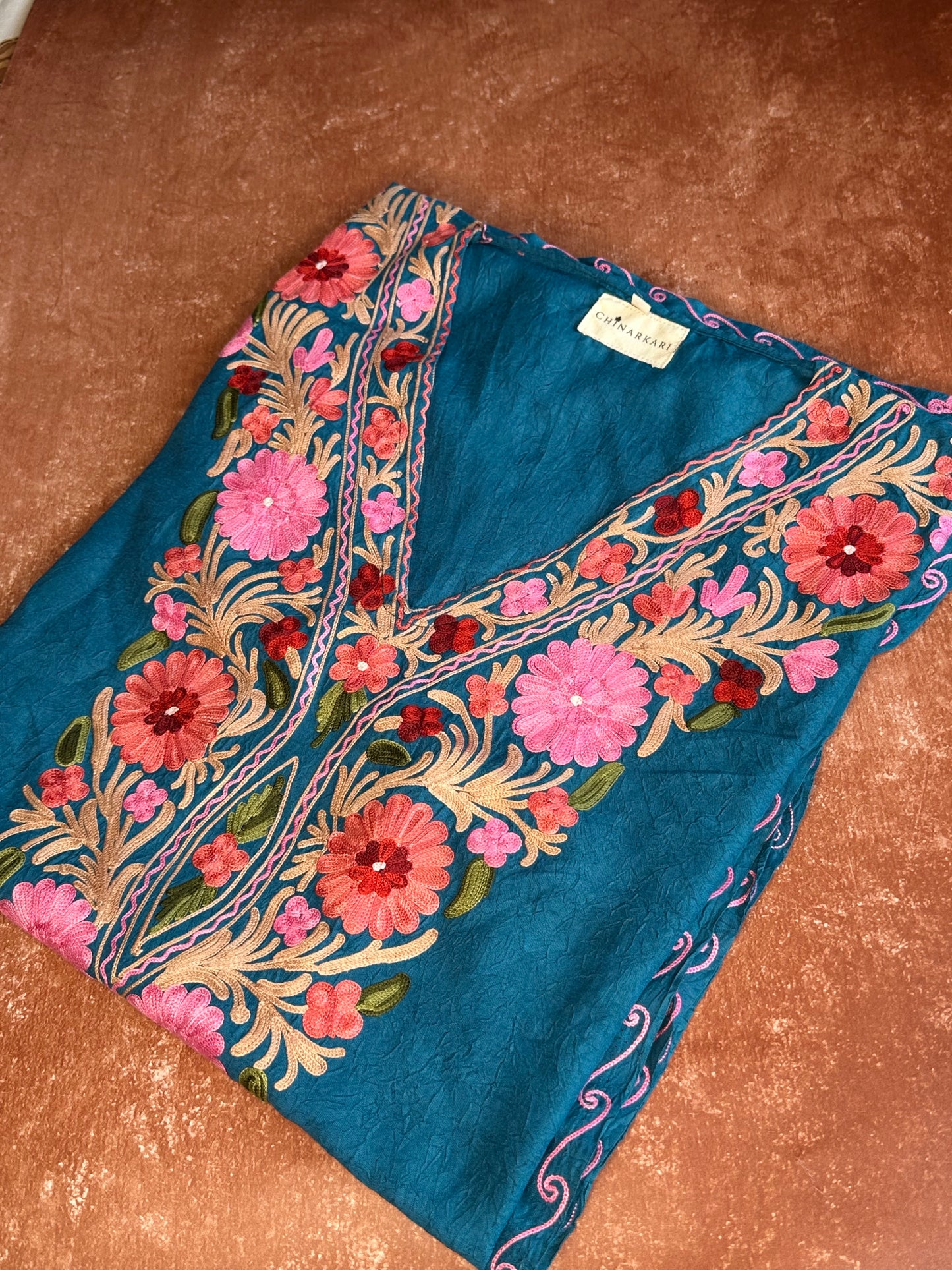 Teal floral cotton Kaftan