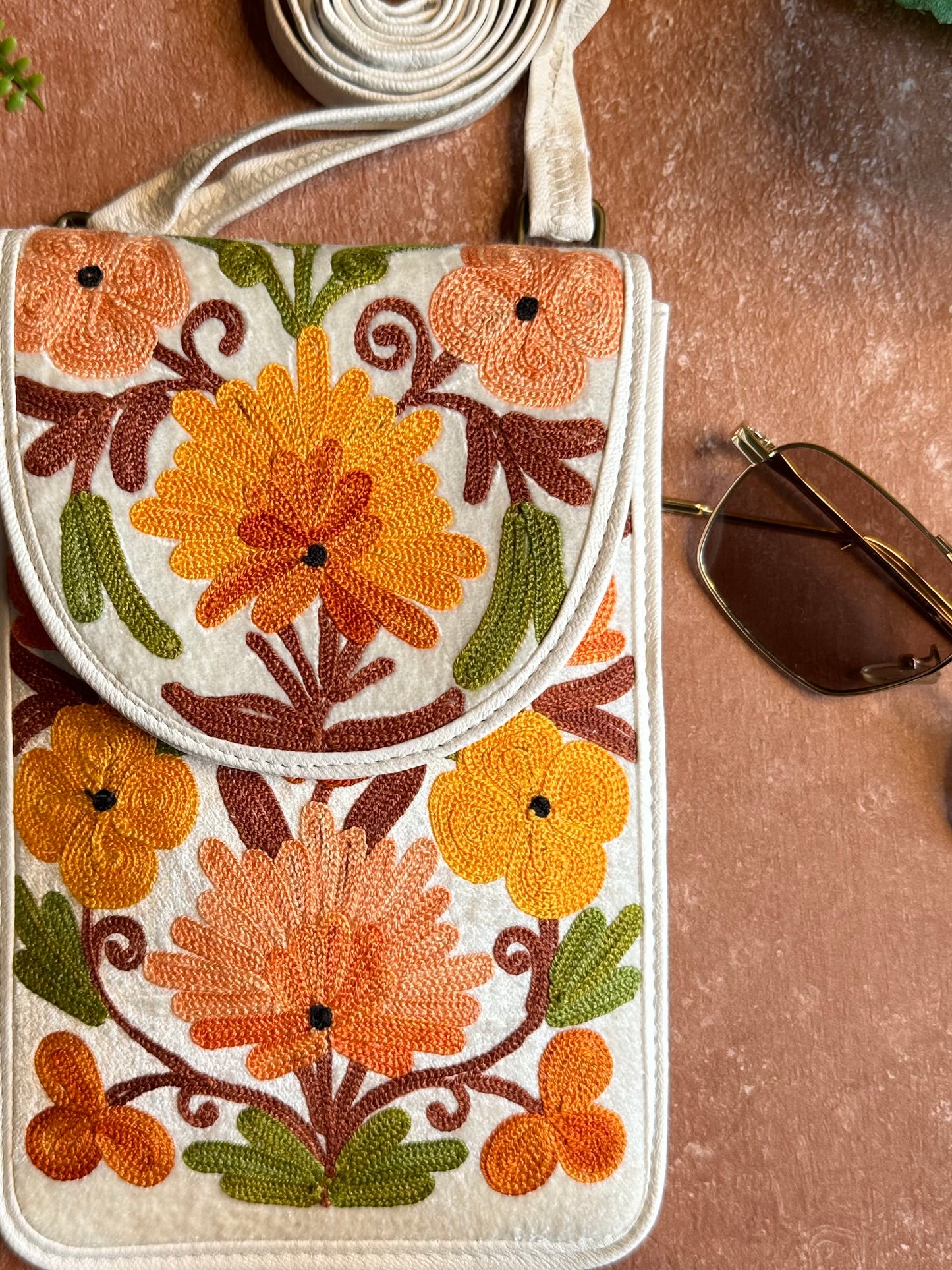 White-Floral Sling Bag