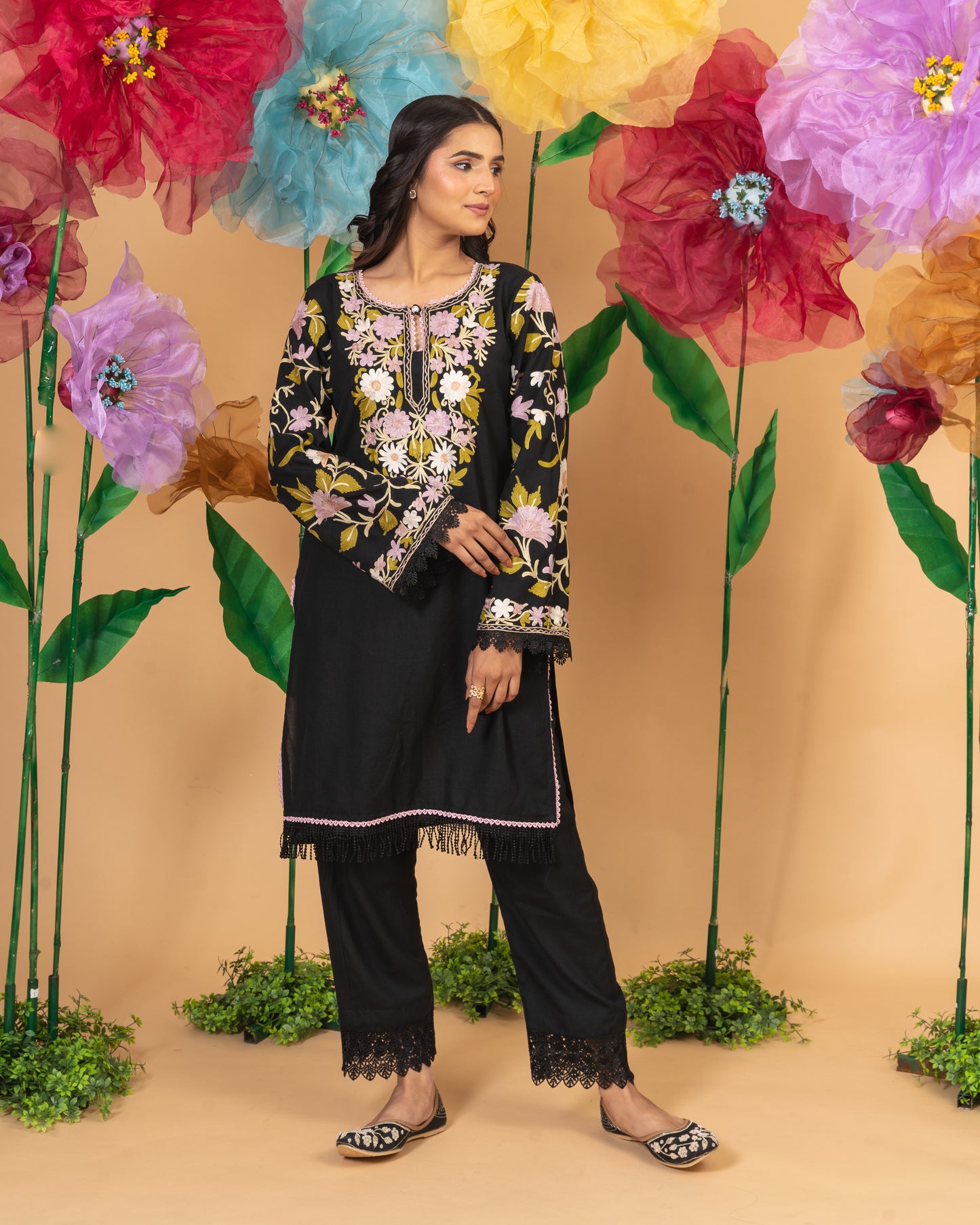 Bagh Black Cotton Suit Set