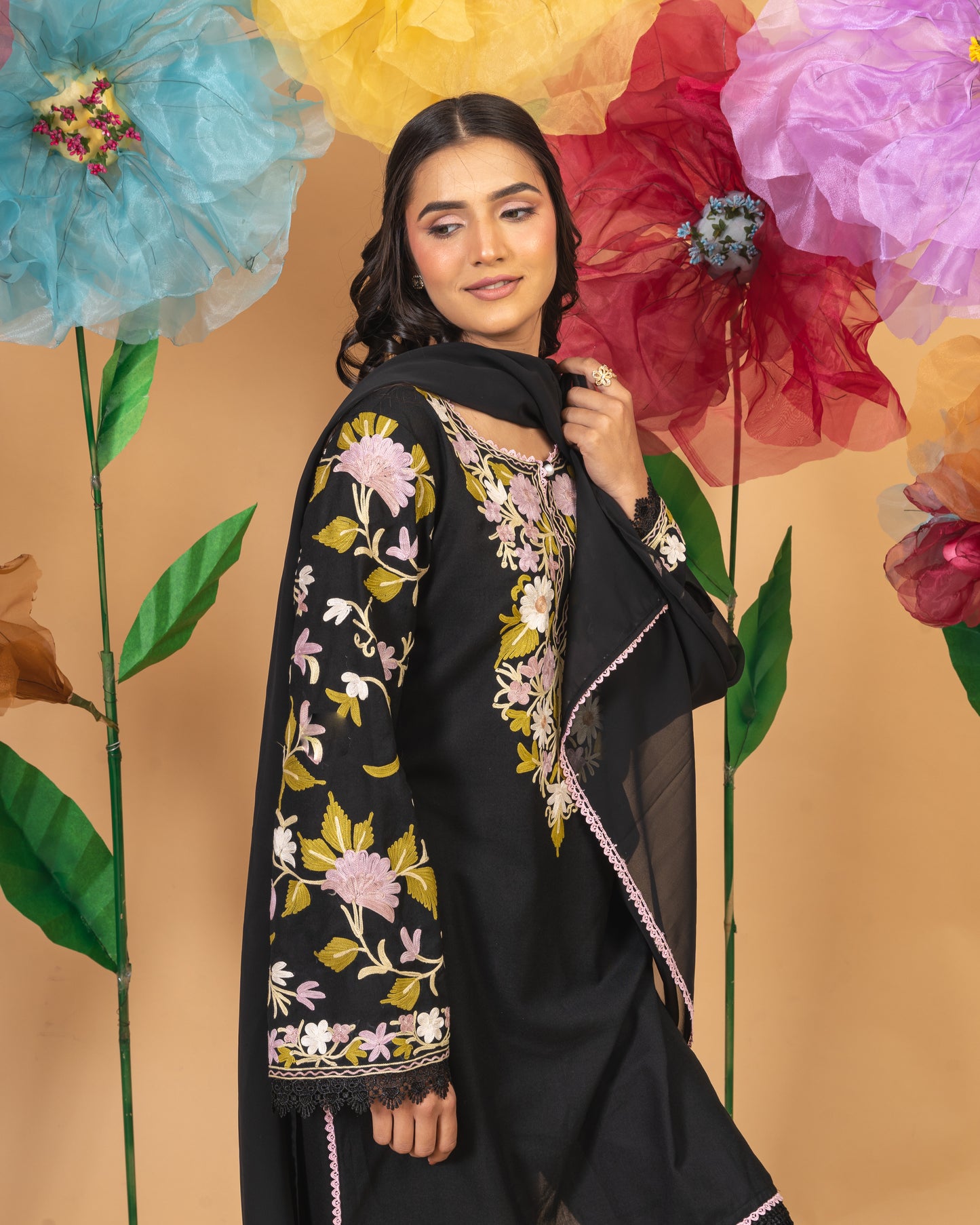 Bagh Black Cotton Suit Set