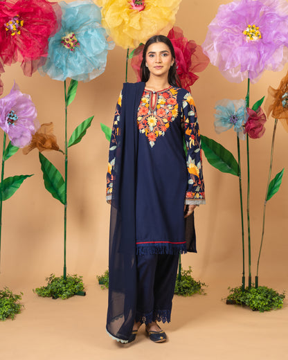 Bagh Navy Cotton Suit Set