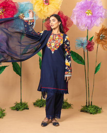 Bagh Navy Cotton Suit Set