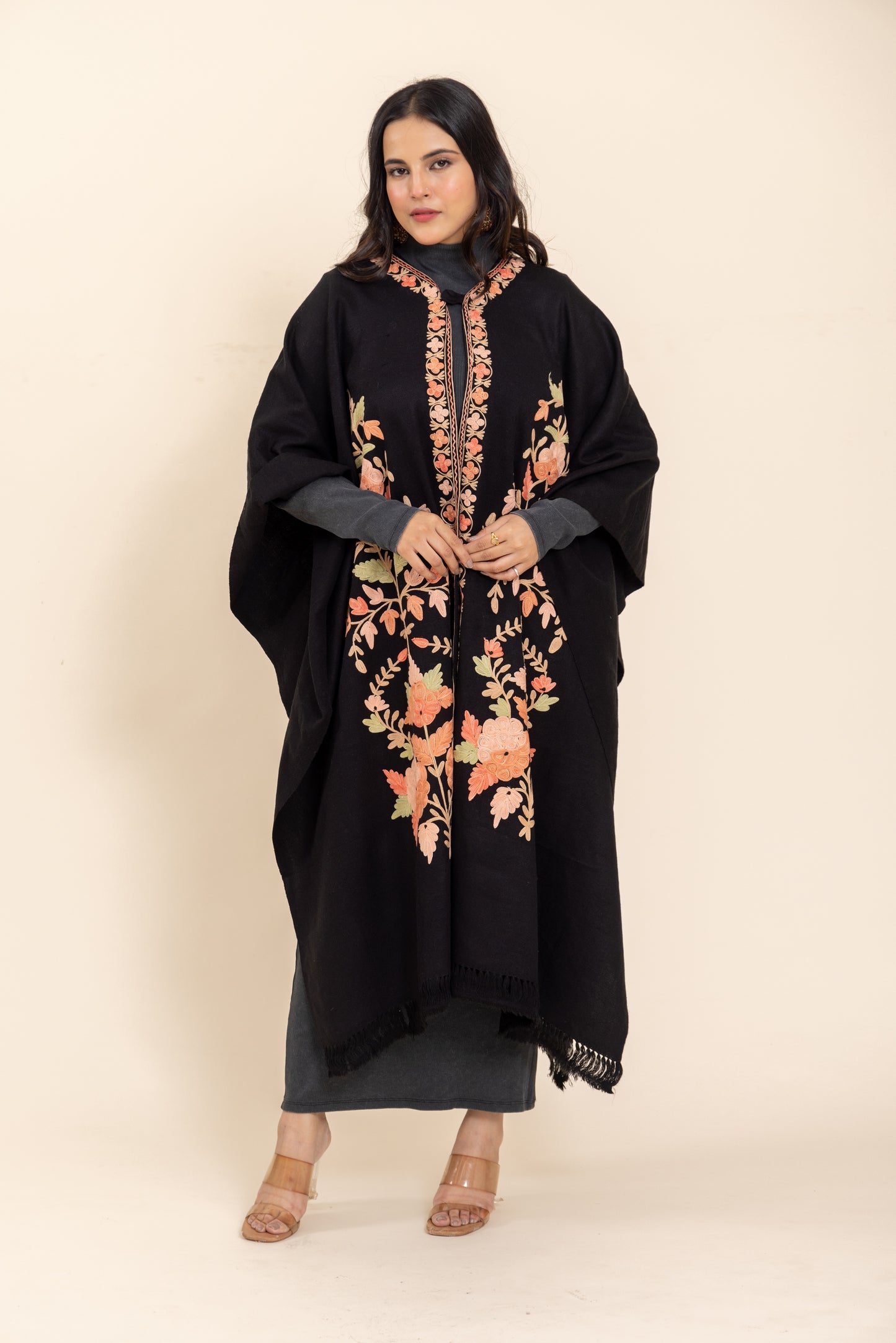 Gul Black Cape Shawl