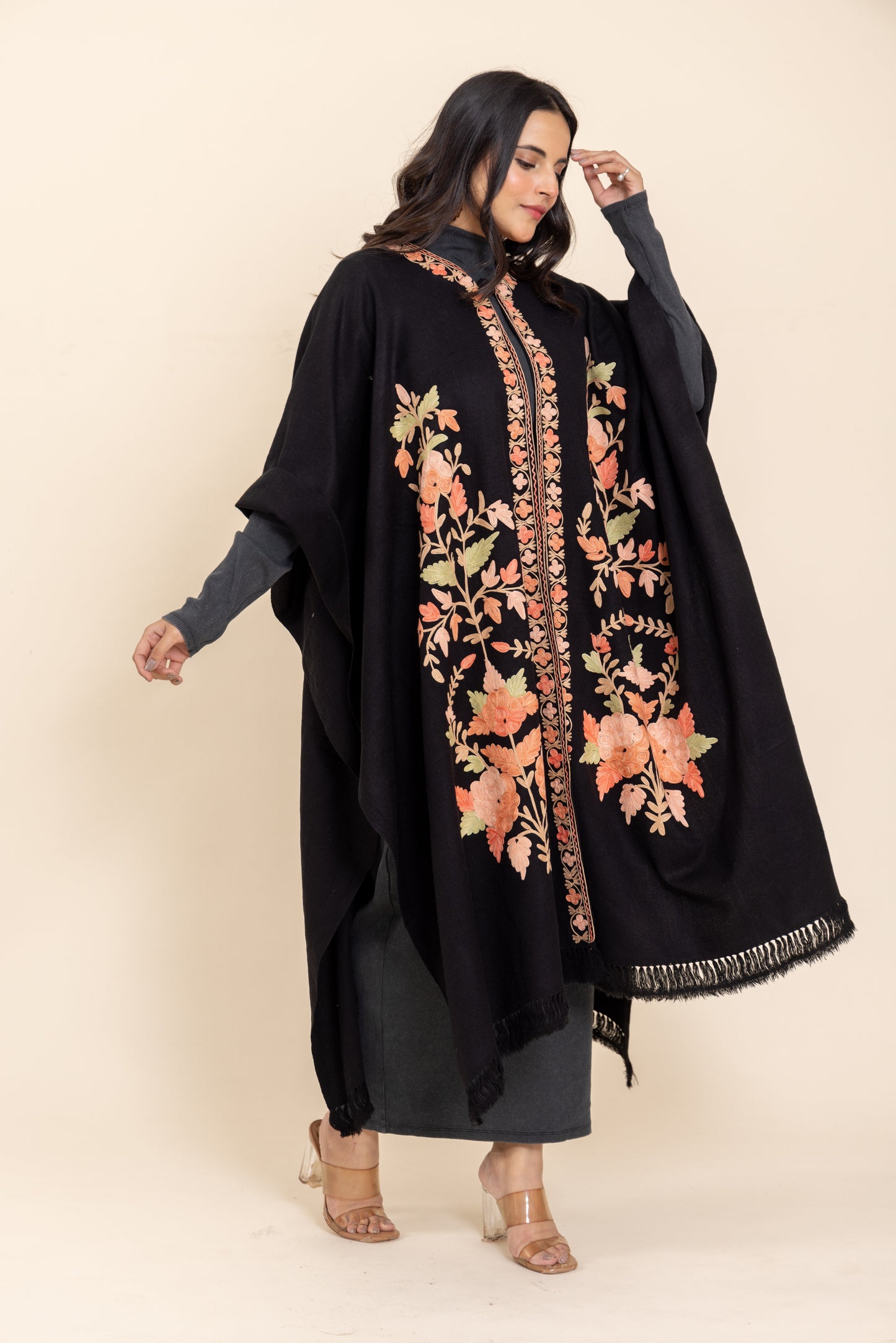 Gul Black Cape Shawl