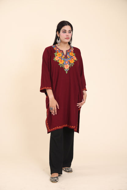 Gul Burgundy floral Pheran