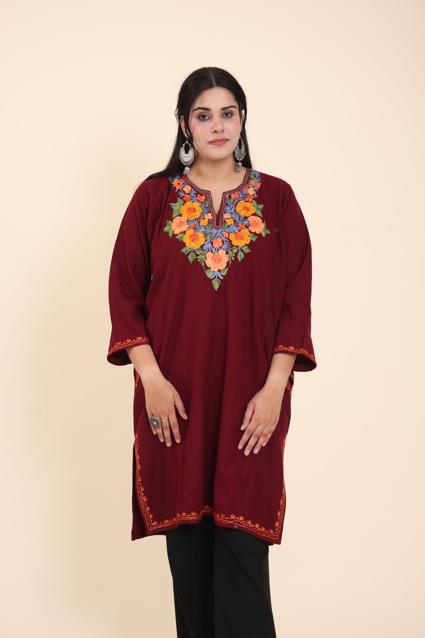 Gul Burgundy floral Pheran