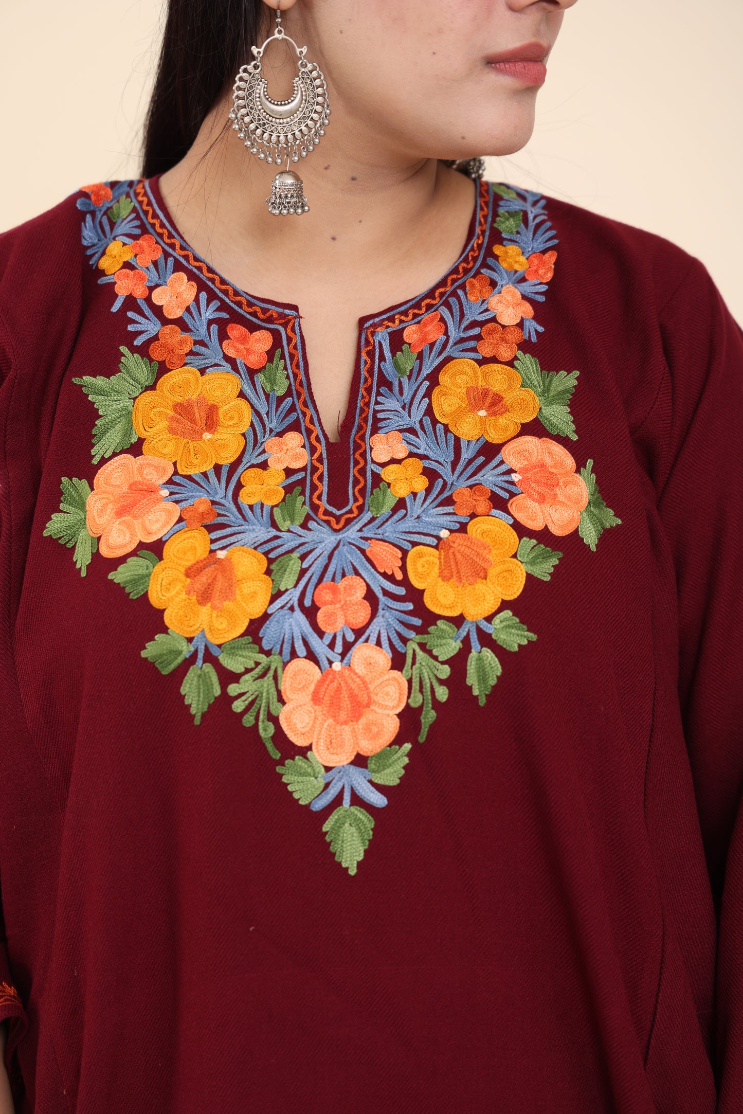 Gul Burgundy floral Pheran