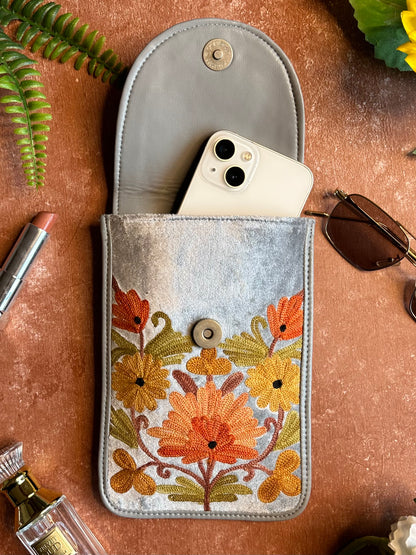 Grey-floral Sling Bag