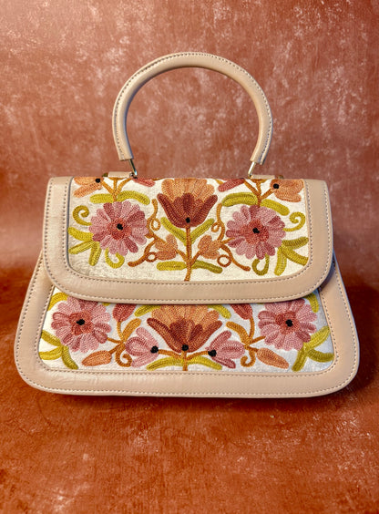 Cream Floral Handbag