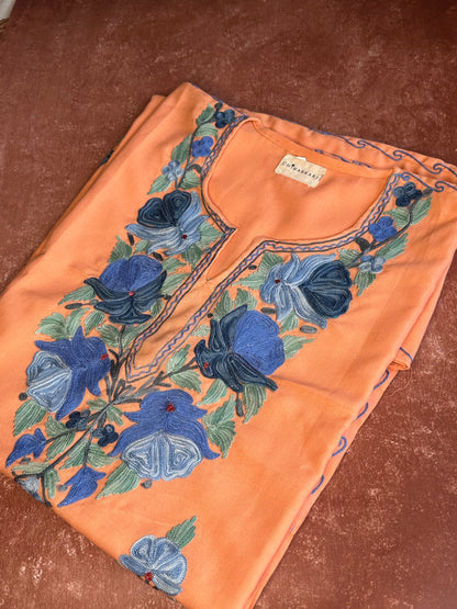 Peach and blue Cotton Kaftan