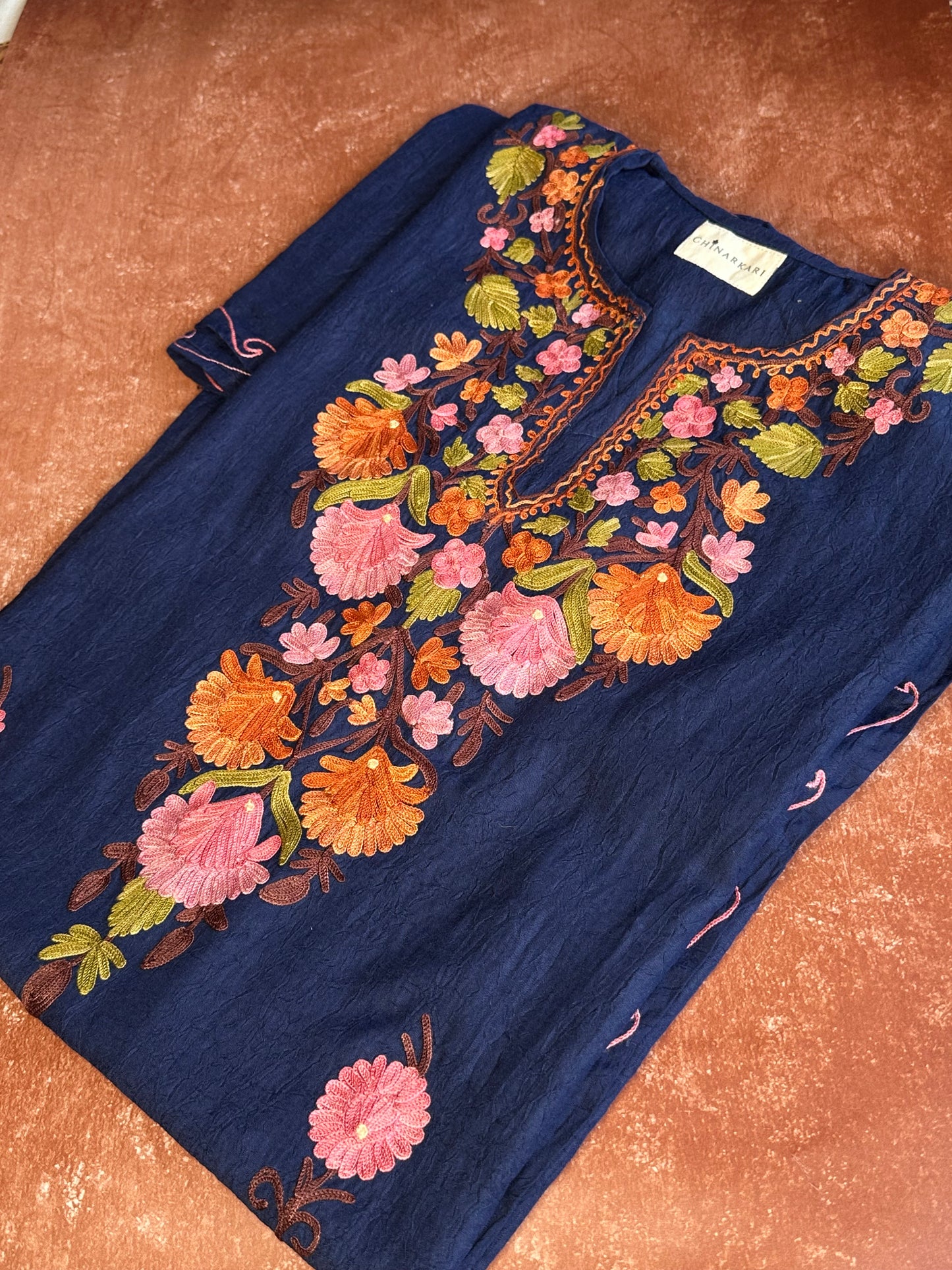 Navy Blossom Cotton Kaftan