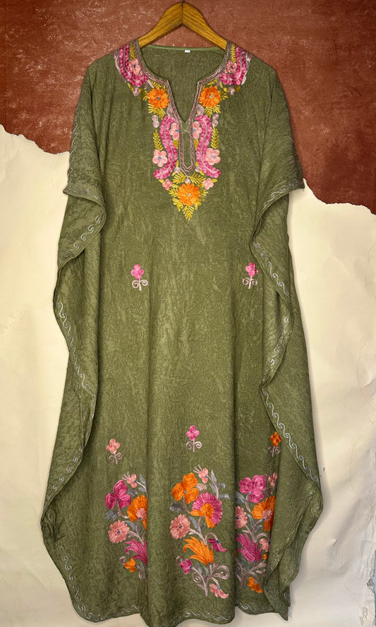 Olive pink cotton kaftan