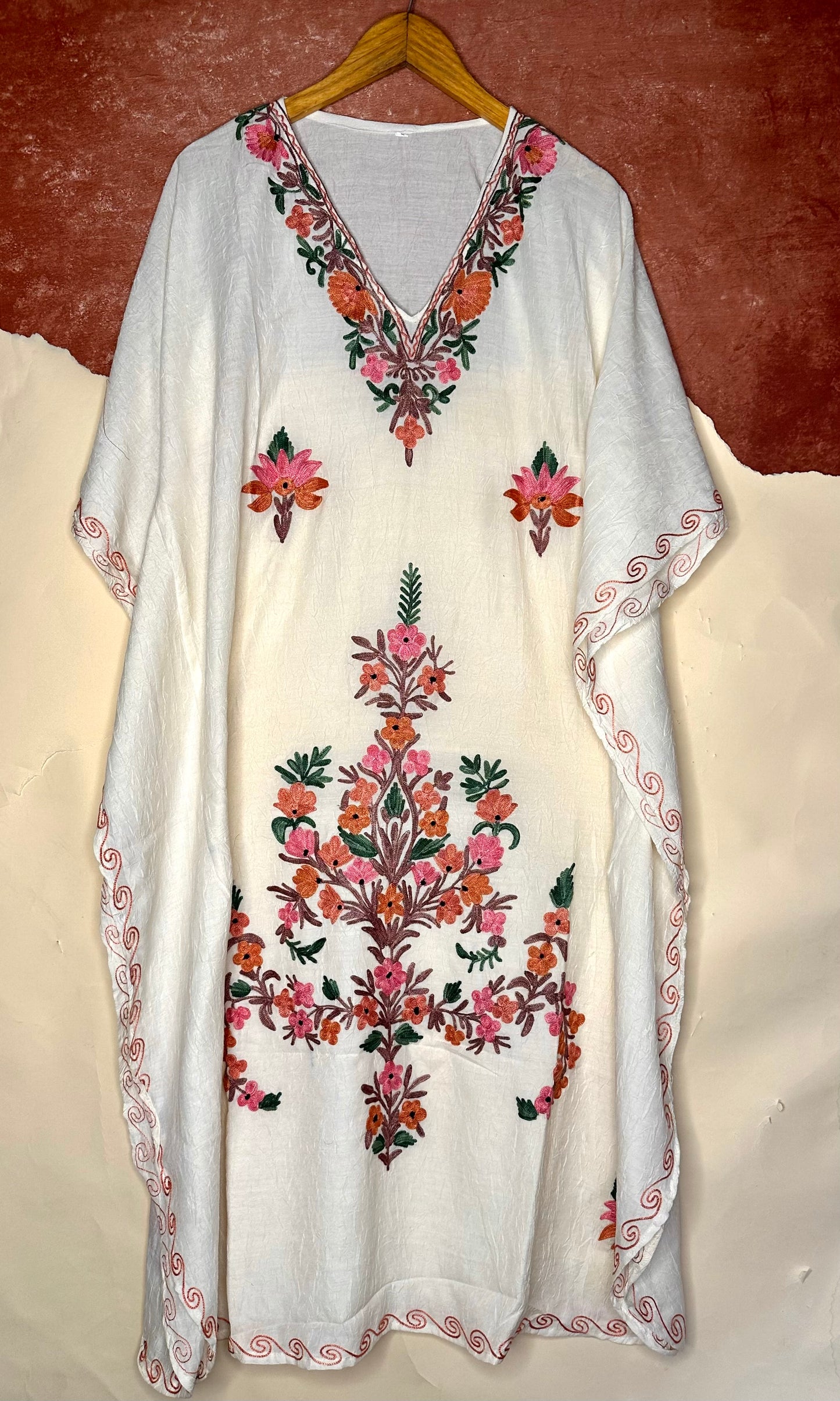 White pink cotton Kaftan