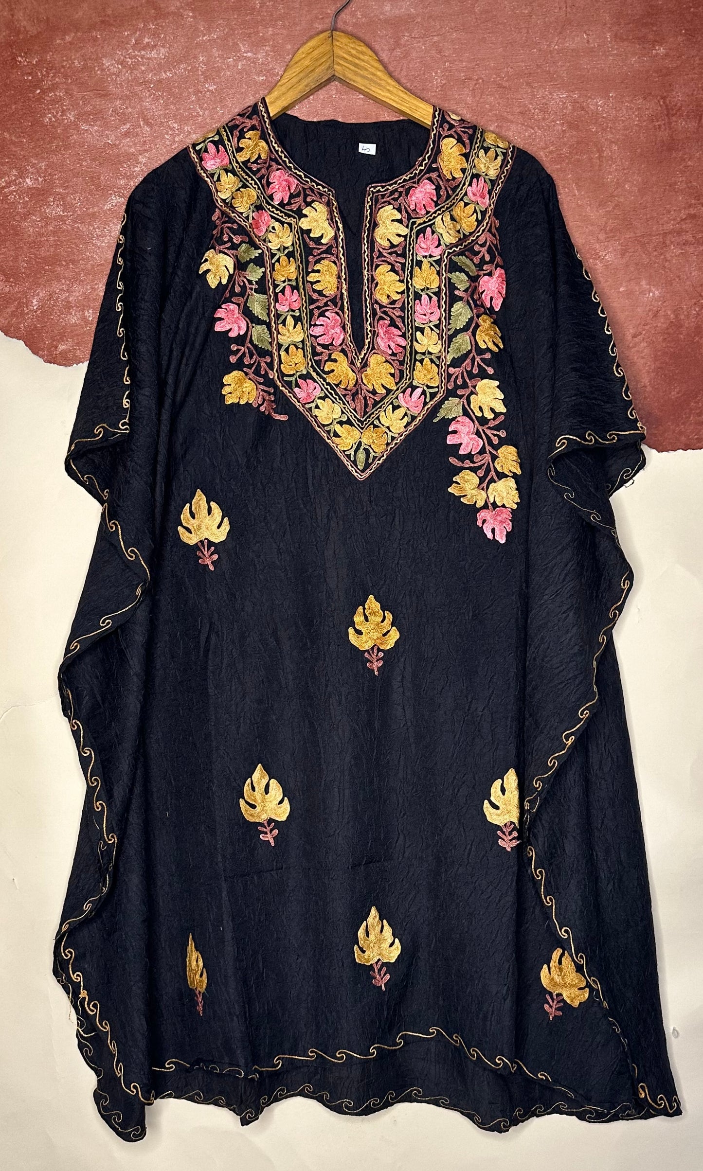 Black Chinar cotton kaftan