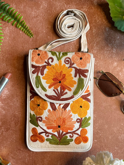 White-Floral Sling Bag